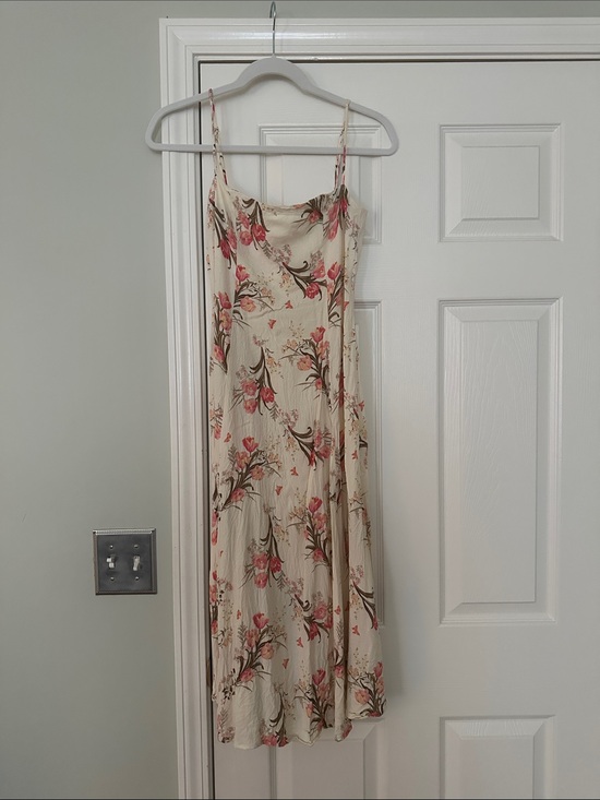 Reformation Dresses & Skirts - Reformation Cream Slip Midi Dress with Pink Floral Print
